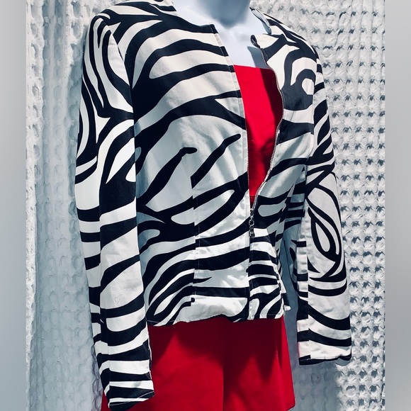 Cute Vintage Zebra Print Zip-Up Jacket/Blazer - Picture 3 of 7